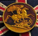 1951 Gold Lustre Gilded Silver Crown Antique Coin Vintage London Royal Mint Nice