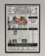 Aston Villa Europa League Winners 2026 - Newspaper Style Poster