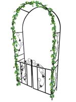 Metal Garden Arch With Gate Archway Ornament For Climbing Plants New
