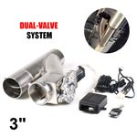 3 inch 76mm Exhaust Control Pipe Dual Valve Electric Y Pipe with Remote Kit