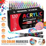 120 Acrylic Paint Markers Brush Pens Rock Fabric Wood Glass DIY Card Making Art