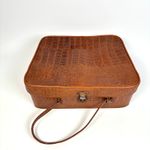 Vintage Garstin Faux Crocodile Suitcase Mid Century Brown Travel Case Prop 1950s