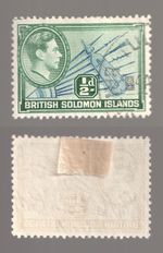 1939 British Solomon Islands KGVI Used 1/2d Spears & Shield. SG 60