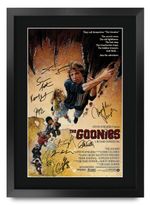 The Goonies Movie Poster Cast Signed Printed Autograph A3 Framed Memorabilia