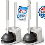 FORASTO 2Pack 2-in-1 Toilet Plunger and Brush Set Cream Grey 21 inch