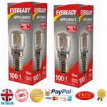 2x EVEREADY OVEN Bulbs Lamp Light Screw 15W 220-240V SES E14 300°c Bulb Cooker