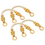 18.1" Wooden Beaded Bag Handles Purse Handle for Purse Making, 4Pcs Light Brown