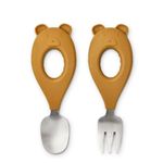 Liewood Stanley Steel Cutlery, Set of 2, Caramel