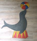 1970's sea lion painted plywood display from Cleethorpes Marineland and zoo