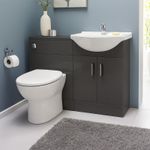 Bathroom Vanity Unit Furniture Suite Cabinet Toilet Basin Back To Wall WC 1050mm