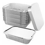 50 Pack Aluminium Foil Trays with Lids, Disposable Heavy Duty Foil Boxes