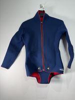 Vintage Javlin Long Sleeve Swim Shirt Wetsuit Jacket Mens M Navy Red Snap Crotch