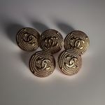 5 Vintage Gold Chanel buttons 25mm Metal shank Back Excellent rope Design Set 5