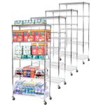 4 x Metal Chrome Wire Shelving Unit 5 tier 1838 H x 907 W x 457 D on Castors