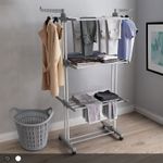 Neo Airer Clothes Horse 4 Tier Drying Rack Folding Side Wings Rail Laundry Stand