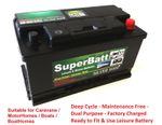 12V 100AH Leisure / Marine Battery Low Height / Low Profile - SuperBatt S100