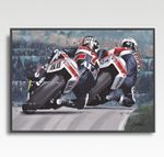 Barry Sheene & Kenny Roberts MotoGP A3 print. Painting by Greg Tillett poster