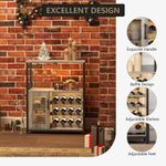Wine Rack Drinks Cabinet Bottle Storage Shelves Drinks Glass Holder Living Grey