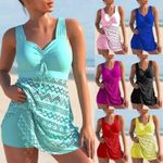 Plus Size Women's Tankini Shorts Set Ladies Swimming Costumes Two Piece Swimsuit