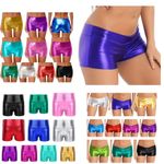 UK Women's Shiny Metallic Hot Pants Booty Shorts Slim Fit Wetlook Party Clubwear