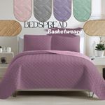 3 Piece Quilted Bedspread Basket Weave Emboss Bedding Set King Size Bed Throws