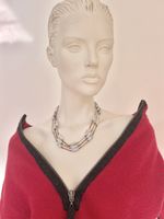 1.  Vintage 1980s 3-Strand Perspex Tube Necklace Faux Agate Resin Bib statement 