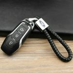 LATEST FORD LOGO BRAIDED LEATHER METAL KEYRING KEY CHAIN FOB GIFT UK SELLER