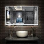 Bluetooth Bathroom Mirror With Led Lights Shaver Socket Demister Large Size