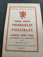 Probables V Possibles Rugby Programme Saturday 1 January 1966