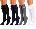 6 PAIRS GIRLS FASHION COTTON KNEE HIGH CHILDREN KIDS SCHOOL SOCKS WITH BOW SIZE