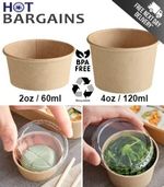 Kraft Paper Sauce Pots with Lids Round Deli Containers 2oz and 4oz