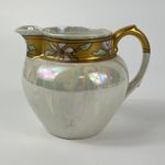 Antique Jean Pouyat Limoges Pitcher 4" Art Deco Glazed Pearlescent 1900s Gold