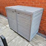 Factory Seconds 1.35m x 1.14m Grey Wooden Double Wheelie Bin Storage for 2 Bins