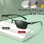 Photochromic Gunmetal Progressive Multifocal Reading Glasses Anti-blue Magnifier