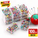 100 Sewing Pins Multicolor Head Pins Straight for Dressmaker Jewelery Decoration