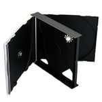 4 Way Black CD Jewel Case 25mm Spine Holds 4 Discs Empty Replacement Case LOT