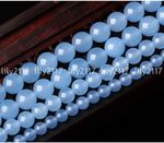 Beauty 6/8/10/12mm Natural Blue Chalcedony Round Gemstone Loose Beads 15"