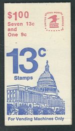Scott #1623...13 Cent...Flag Over Capitol...Booklet..7 x 13 Cent + 1 x 9 Cent