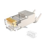 50 Pack cat7 FTP RJ45 shielded ethernet connectors - gold plated with load bar