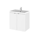 Alrewas Contemporary 2 Door Wall Hung Vanity Unit with Basin, Gloss White, 500mm