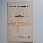 CARRICK RANGERS V. SOUTHAMPTON - 20.10.75 - CUP WINNERS CUP