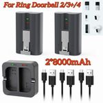 2pack 8000mAh Battery For Ring Video Doorbell 2 3 4 Spotlight Cam Stick Up Cam