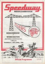 Middlesbrough Tigers v Workington Comets National League 10th April 1980