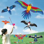 Mini Fishing Rod Kite for Kids Vivid Butterfly Swallow Parrot Easy to Fly Goldfi