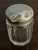 Small Silver Topped Glass Vanity Jar - Hallmarked Chester 1910