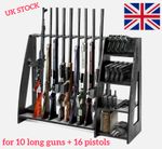 Wooden Gun Rack Holds 26-Gun Display Storage Holder Indoor Vertical Stand Adjust