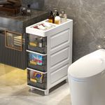 Free Standing Slim Bathroom Storage Cabinet 3 Drawers Kitchen Storage Unit
