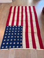 Vtg 48 Star American Flag 5x8 ft Cotton Sewn Stripes Brass Grommets 1912-1959