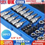 34pcs Torx Star Socket & Bit Set Male Female E & T Sockets Torx Bits with Case