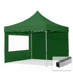 3x3 Pop Up Gazebo Aluminium 32 mm Sidewalls with Panorama Windows dark green